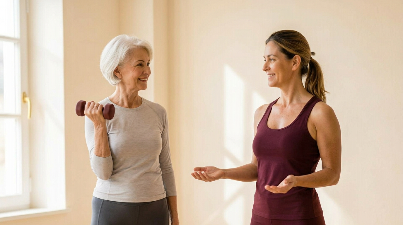 Femeie practicând exerciții ghidate de modelare corporală